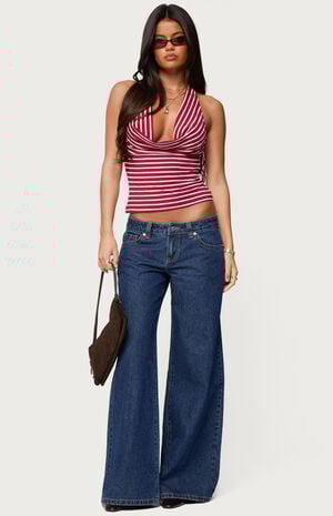 Striped Cowl Neck Halter Top image number 5