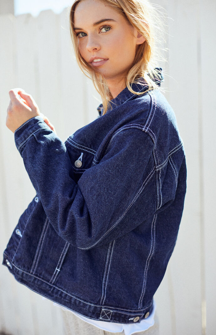 contrast stitch denim jacket