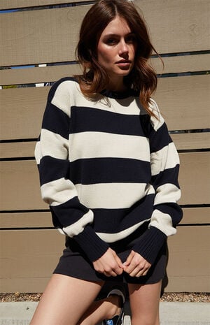 Navy & Cream Striped Brianna Sweater image number 1