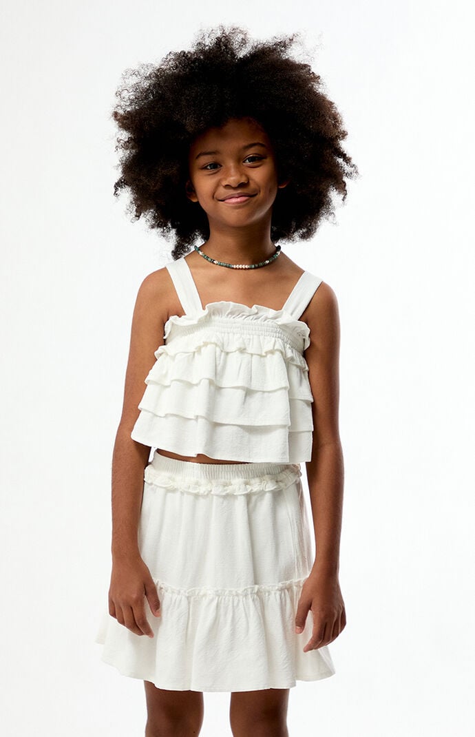 Pacsun Kids White Linen Ruffle Skirt