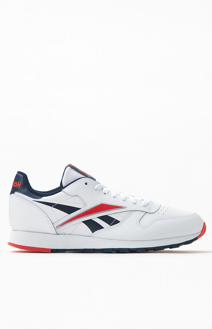 White Red & Navy Classic Leather Shoes