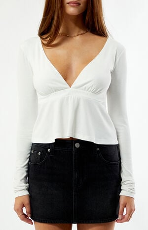 Charlie Deep V Long Sleeve Fit & Flare Top image number 2