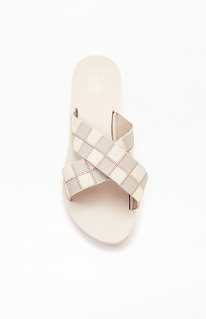 Women's Cream Cross Strap Sandals image number 5