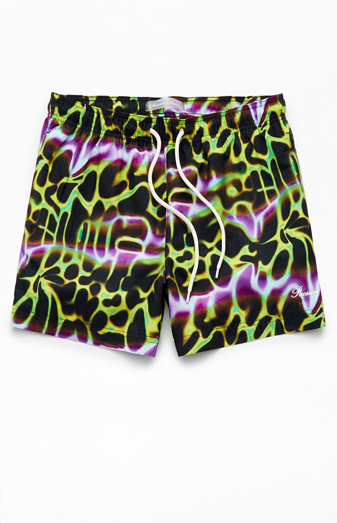 Pacsun Men s Electric Reptile 4.5 Swim Trunks Size Medium