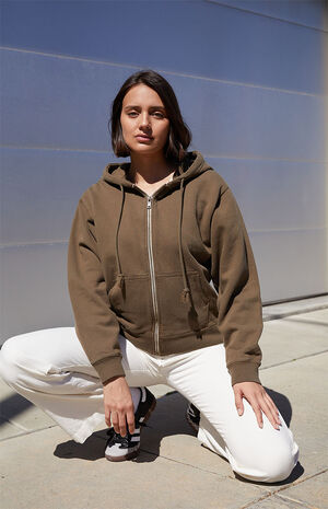 Brown Full Zip Hoodie image number 1