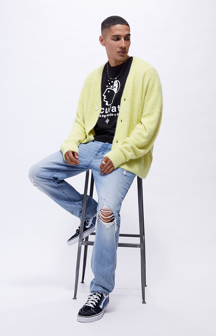 PacSun Yellow Eyelash Cardigan PacSun