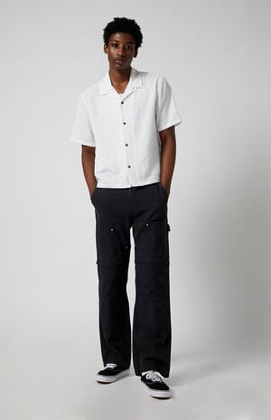 Black Baggy Carpenter Cargo Pants image number 2