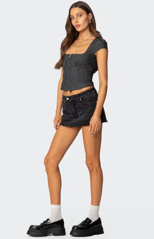 Keni Pinstripe Zip Up Top image number 4