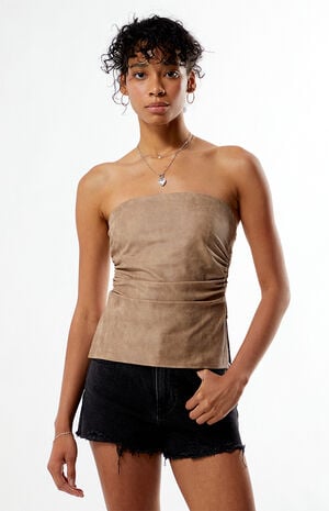 Sally Faux Suede Tube Top image number 3