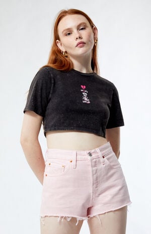 501 Original Fit Dusty Pink High Waisted Denim Shorts