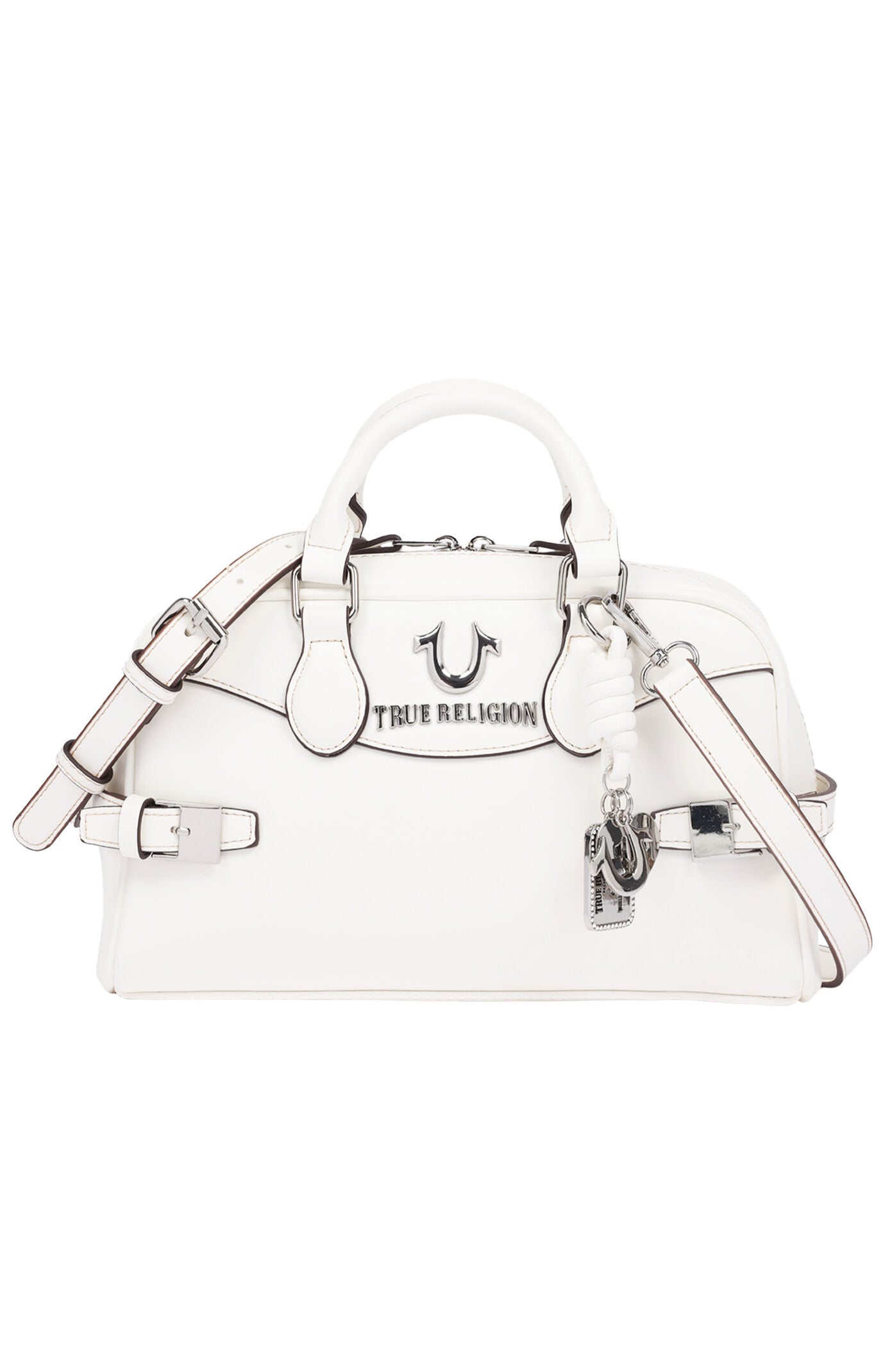 True Religion Brooks Smooth Faux Leather Belted Satchel Bag