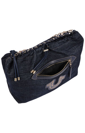 Vintage Chain Dark Denim Hobo Bag image number 6