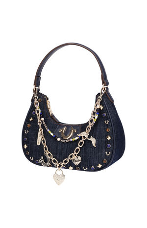 Studded Dark Denim Shoulder Bag image number 3