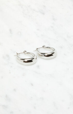 Silver Thick Hoop Earrings image number 2