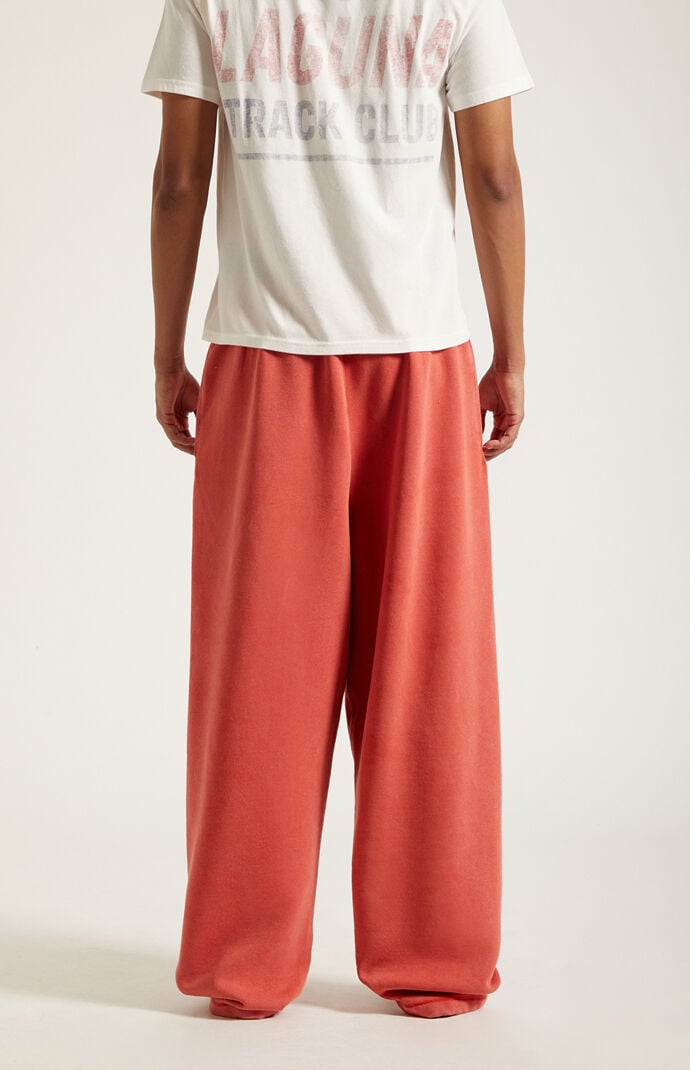 Pacsun Red Washed Fleece Extreme Baggy Sweatpants