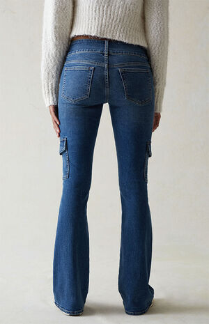 Stretch Dark Indigo Low Rise Cargo Bootcut  Jeans image number 5