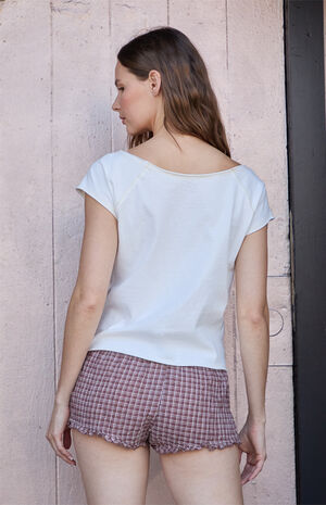 White New York Applique Off-The-Shoulder Top image number 3