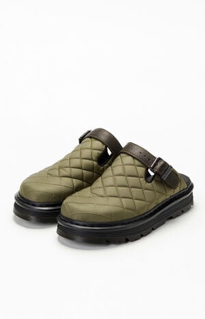 Olive Zebzag&nbsp;Quilted Canvas&nbsp;Slingback Platform Mules image number 2