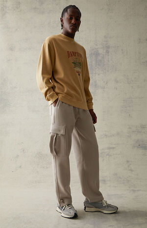 Fleece Tan Cargo Sweatpants image number 2