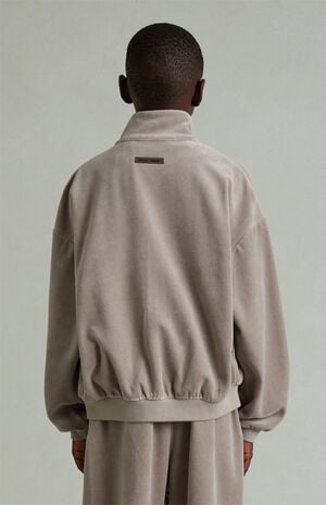 Kids Smoke Grey Classic Fit Velour Track Jacket image number 4