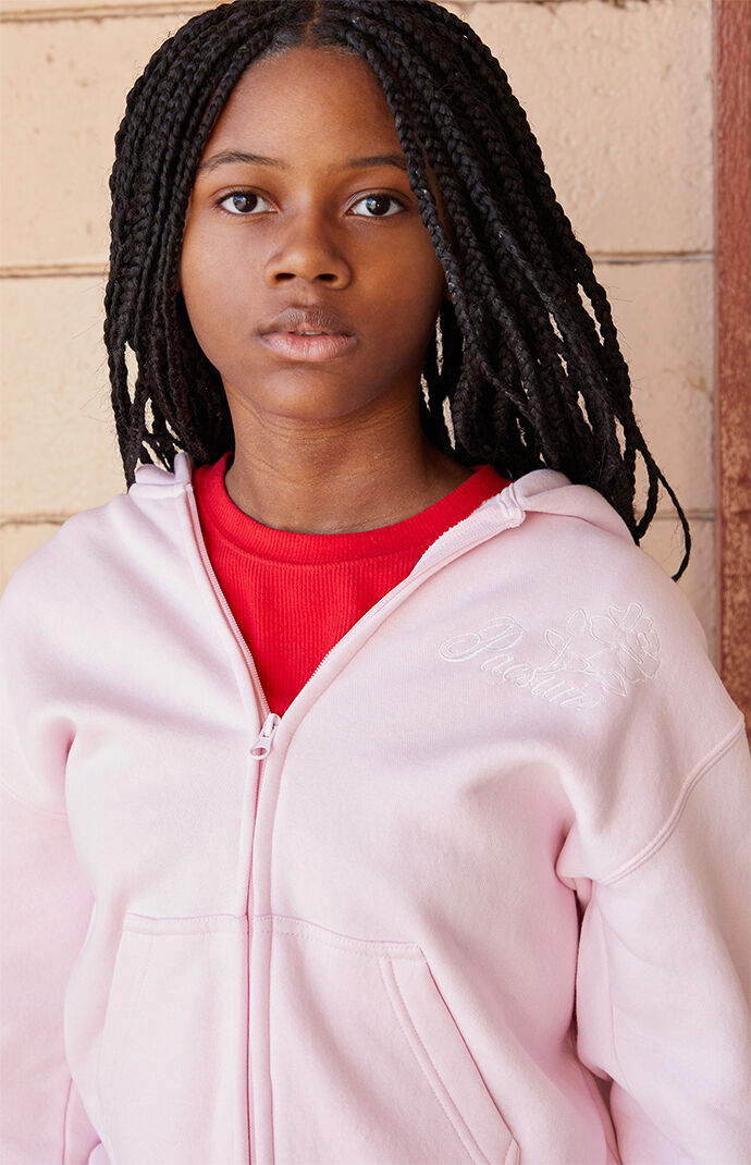 Pacsun Kids Rose Embroidered Full Zip Hoodie | PacSun