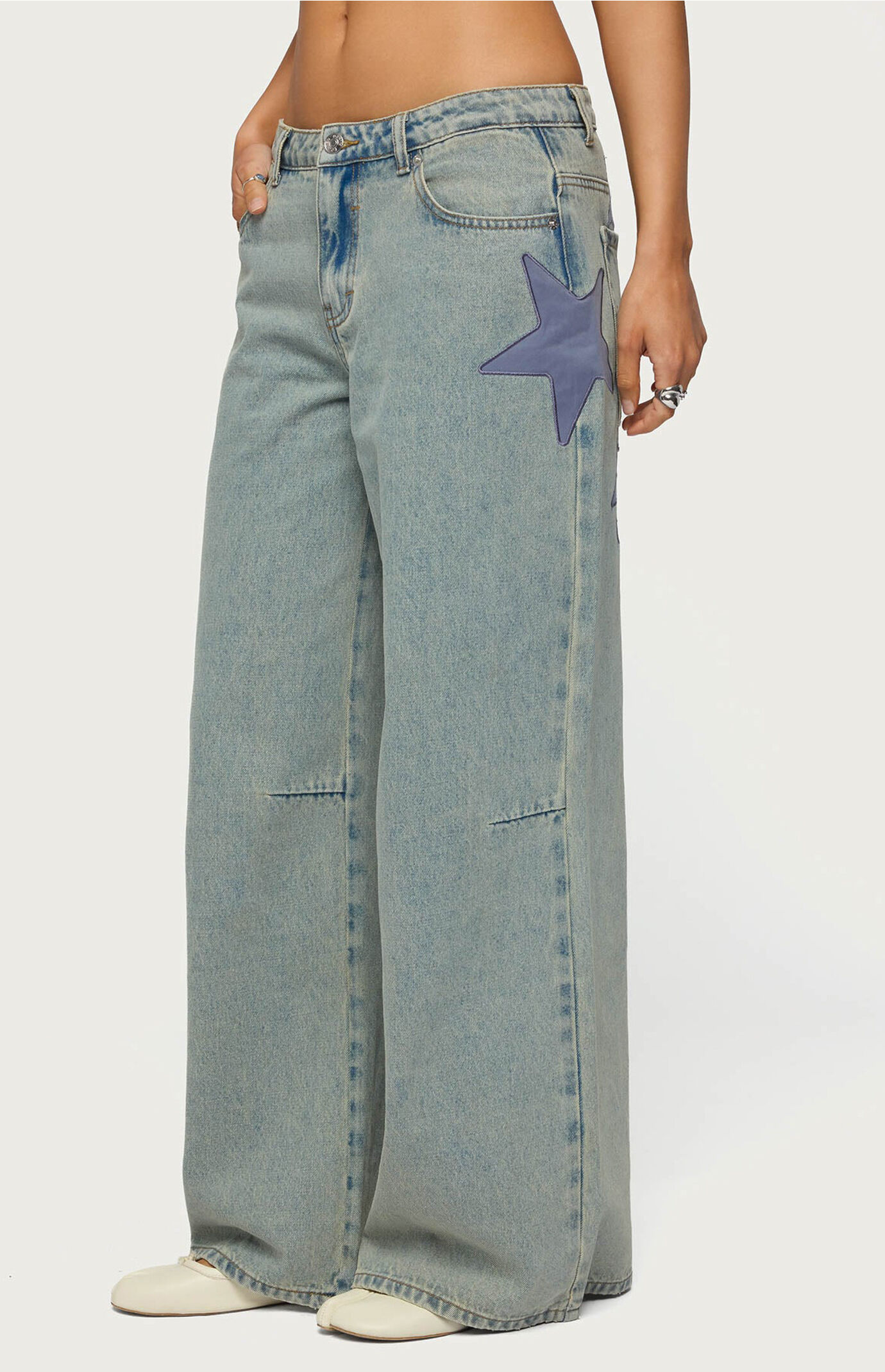 Edikted Trish Stars Low Rise Baggy Jeans