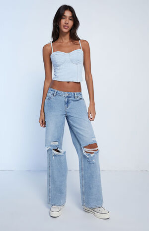 Longline Denim Corset Top image number 3