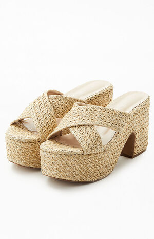 Women's Rattan Platform Mule Heels image number 2