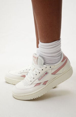 Women's White & Pink Club C Double Sneakers image number 2