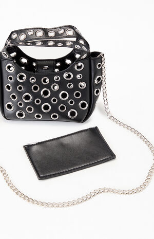 Mini Faux Leather Grommet Chain Bag image number 2