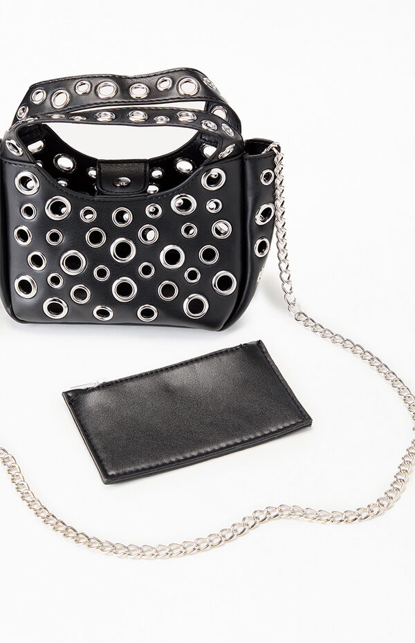 LA Hearts Mini Faux Leather Grommet Chain Bag
