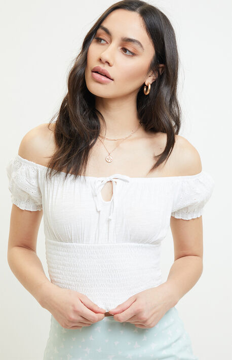 Eyelet Primrose Off-The-Shoulder Top