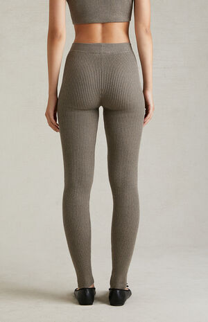 Women's Heather Grey Sweater Knit Leggings image number 6
