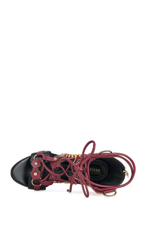 Women's Shainia Black Western Gladiator Stiletto Heels image number 4