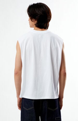 White Cut Off Muscle T-Shirt image number 3
