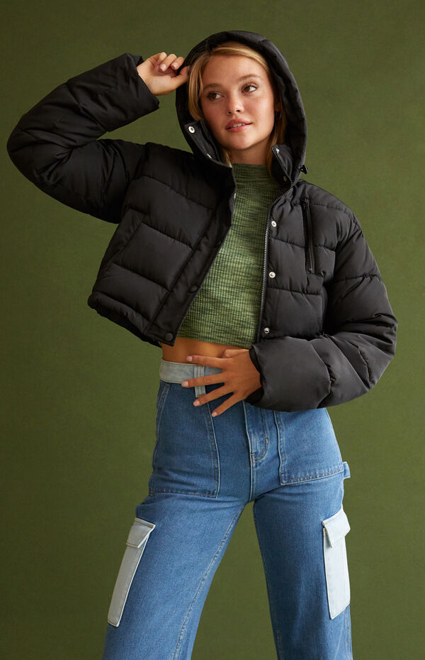 Black Hooded Puffer Jacket