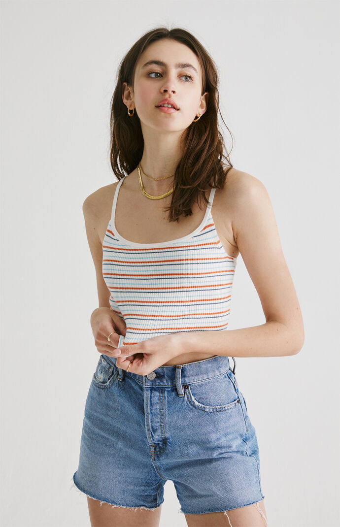 Striped Waffle Scoop Cami Top