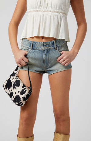 Stretch Medium Indigo Micro Denim Shorts image number 5