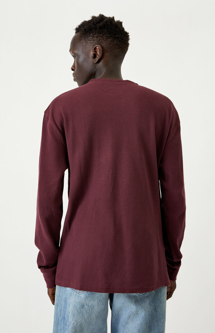 Burgundy Thames Long Sleeve Henley T-Shirt