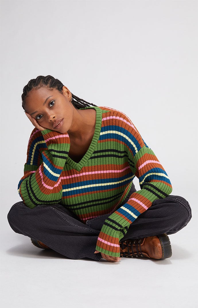 LA Hearts 90s Girl V Neck Sweater PacSun