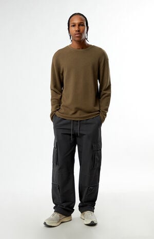 Brown Basic Waffle Knit Long Sleeve Shirt&nbsp; image number 5