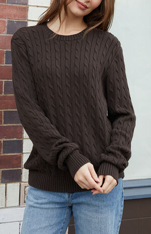Brown Cable Knit Sweater image number 1