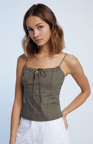 Tie Front Ruffle Tank Top image number 1