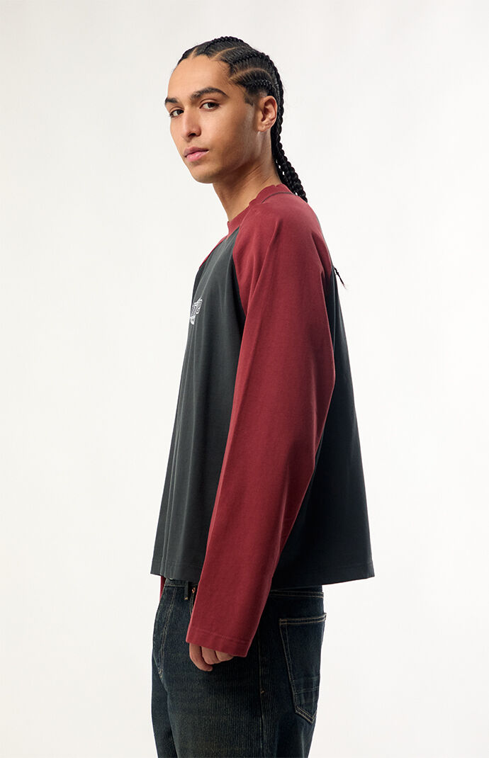 Pacsun Red & Black Dominate Heavyweight Cropped Long Sleeve T-Shirt