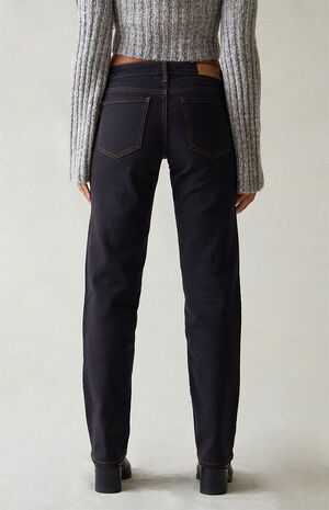 Stretch Black Low Rise Straight Leg Jeans image number 4