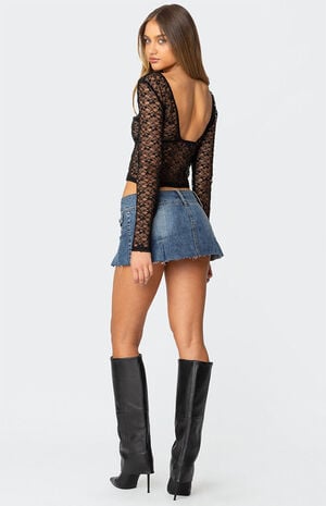 Vintage Washed Denim Mini Skort image number 5