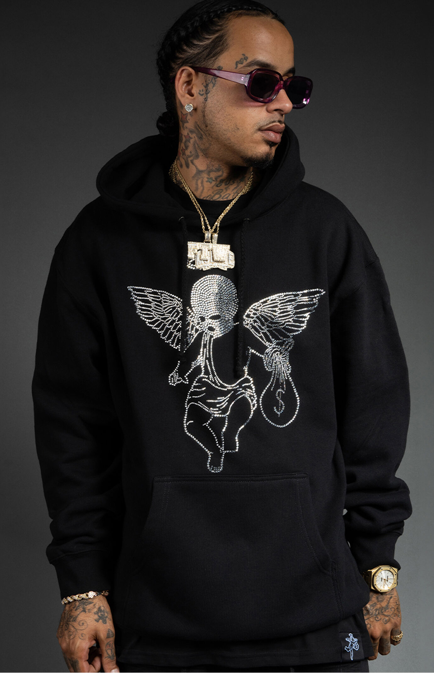 HASTAMUERTE Rhinestone Ski Mask Angel Hoodie | Pacsun