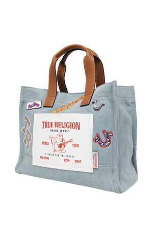 Andy Denim Multi Patch Medium Tote Bag image number 3