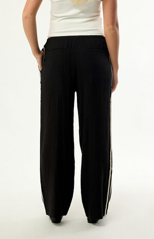 Linen Lace Wide Leg Track Pants image number 4