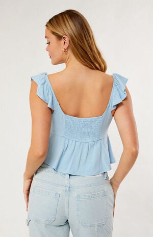 LA Hearts Keyhole Linen Babydoll Top | PacSun